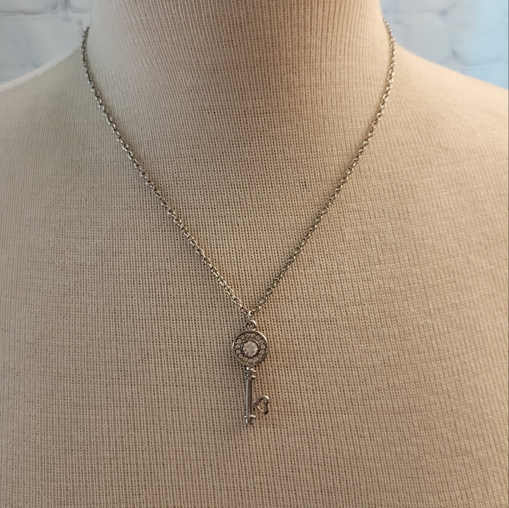 Aero Key Pendant Necklace Silvertone